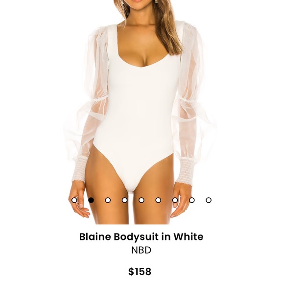 NBD white bodysuit with puff sleeves - Picture 2 of 7